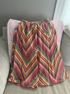 Classic A-Line Maxi Skirt in Multi Stripe 100% cotton made in India NWT